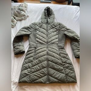 Bernardo Olive Hooded Quilted Puffer Coat